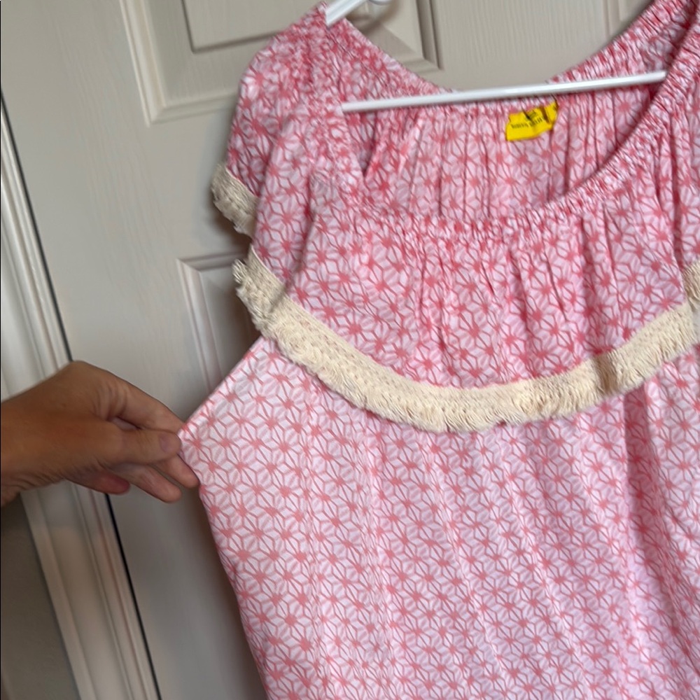 Roberta Roller Rabbit Pink and Cream Top with Ruffled Neckline - Picture 3 of 3